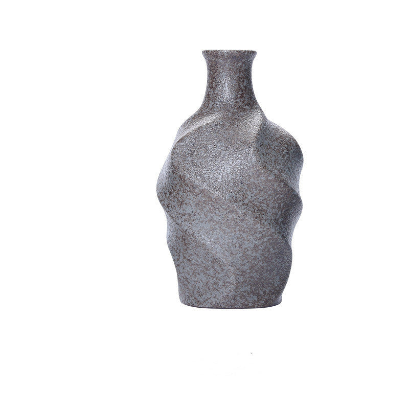Textured Ceramic Flower Vase- Rustic Minimalist Decor
