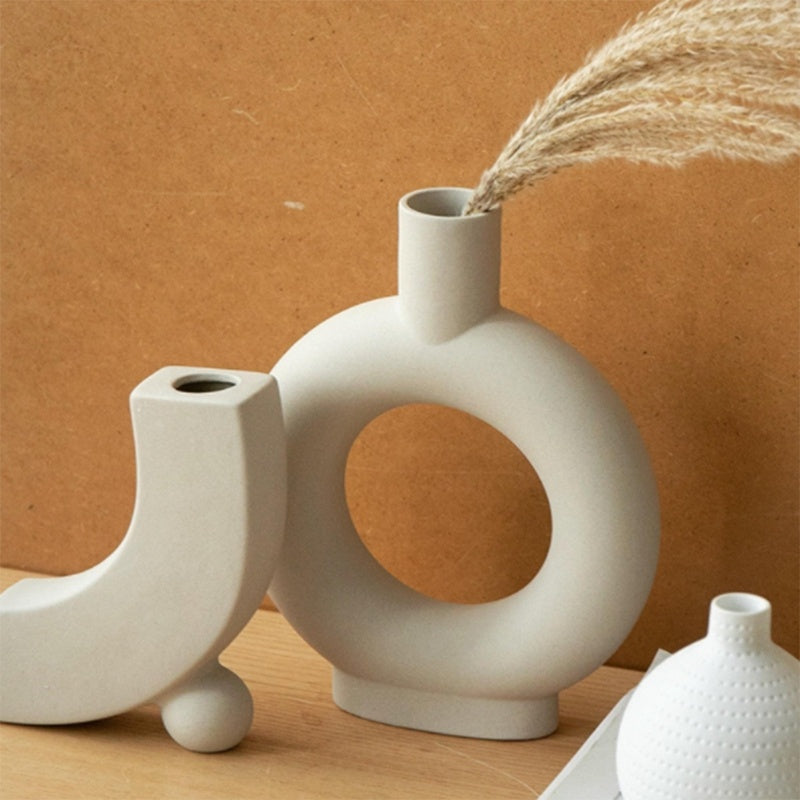 Nordic Ceramic Donut Vase- Minimalist Scandinavian Decor