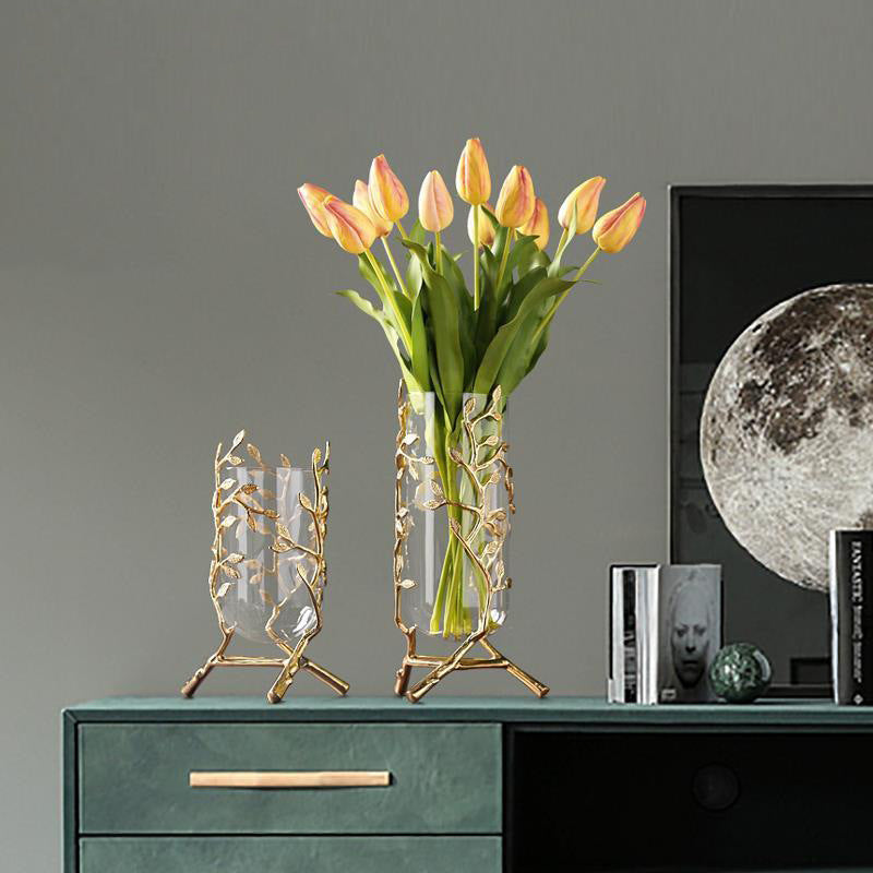 Luxury Gold Centerpiece Vase- Modern Glass Table Decor