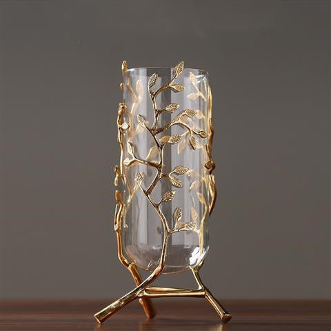 Luxury Gold Centerpiece Vase- Modern Glass Table Decor