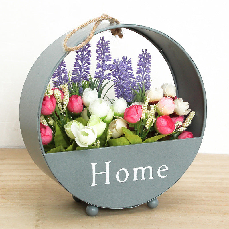 Artificial Flower Arrangement Wrought Iron