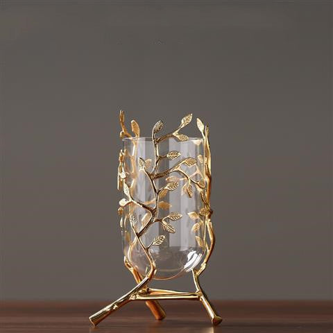 Luxury Gold Centerpiece Vase- Modern Glass Table Decor