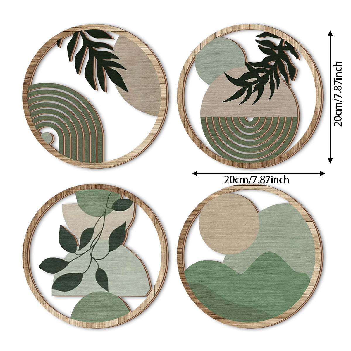 Multi-leaf Round Wooden Decorative Wall Stickers