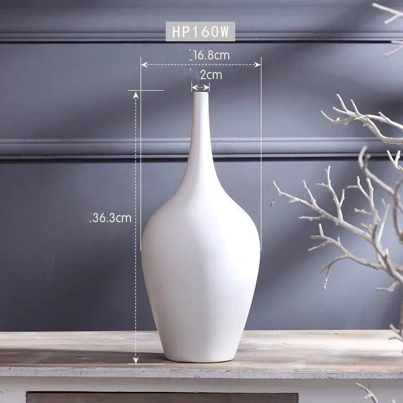 Modern White & Black Ceramic Vase- Minimalist Decor & Planter