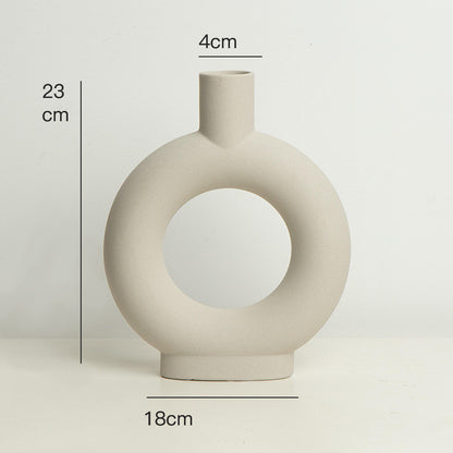 Nordic Ceramic Donut Vase- Minimalist Scandinavian Decor