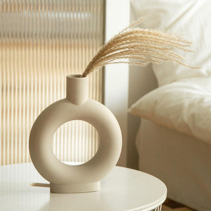 Nordic Ceramic Donut Vase- Minimalist Scandinavian Decor