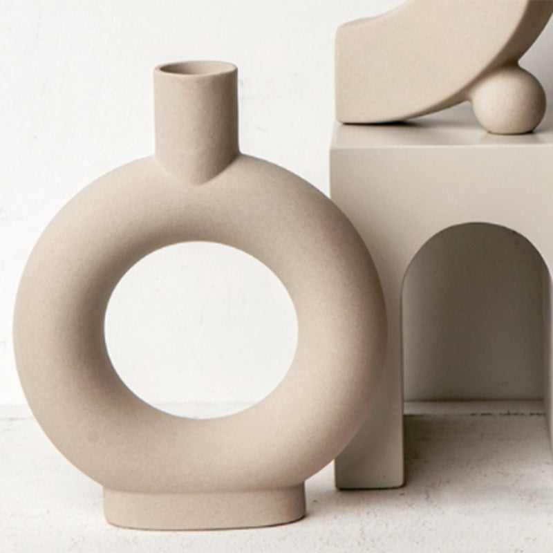 Nordic Ceramic Donut Vase- Minimalist Scandinavian Decor