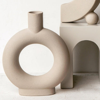 Nordic Ceramic Donut Vase- Minimalist Scandinavian Decor