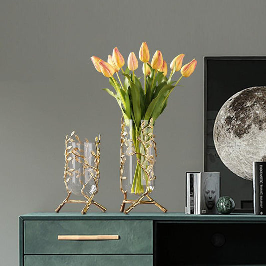 Luxury Gold Centerpiece Vase- Modern Glass Table Decor