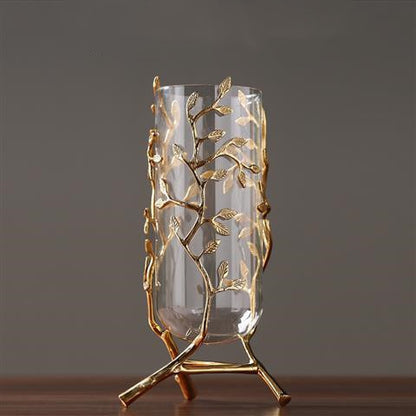Luxury Gold Centerpiece Vase- Modern Glass Table Decor