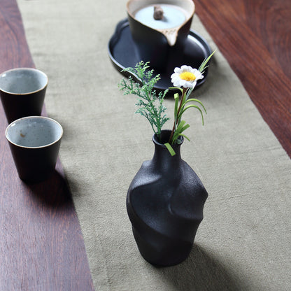Textured Ceramic Flower Vase- Rustic Minimalist Decor
