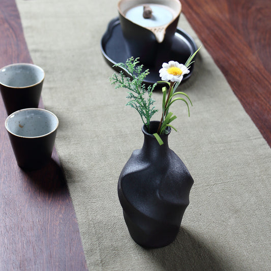 Textured Ceramic Flower Vase- Rustic Minimalist Decor