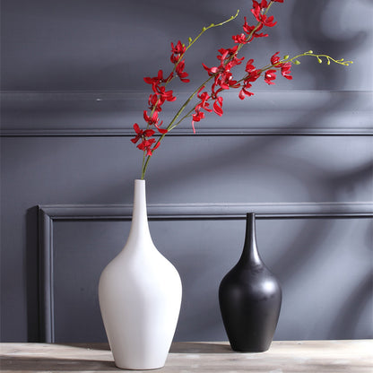 Modern White & Black Ceramic Vase- Minimalist Decor & Planter