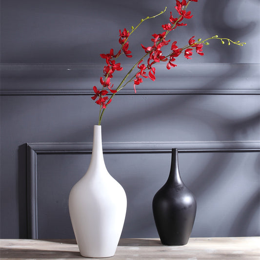 Modern White & Black Ceramic Vase- Minimalist Decor & Planter