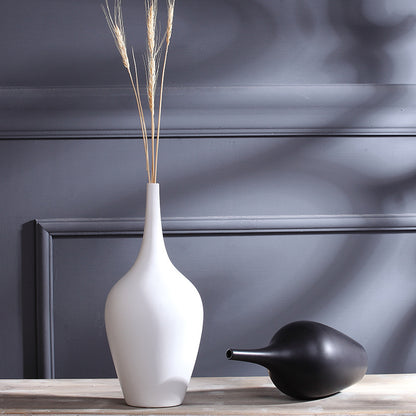 Modern White & Black Ceramic Vase- Minimalist Decor & Planter