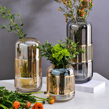 Luxury Golden Wrought Iron Glass Vase