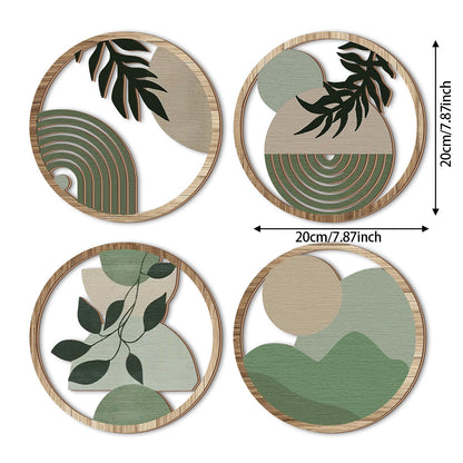 Multi-leaf Round Wooden Decorative Wall Stickers