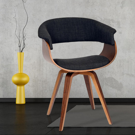 Charcoal Walnut Accent Chair - Modern Curved Dining or Office chair